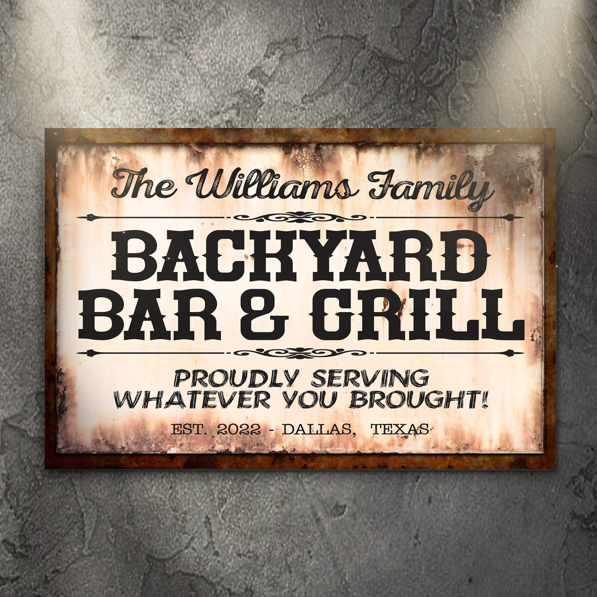 Backyard Bar & Grill Sign X - Tailored Canvases - Flyclothing LLC