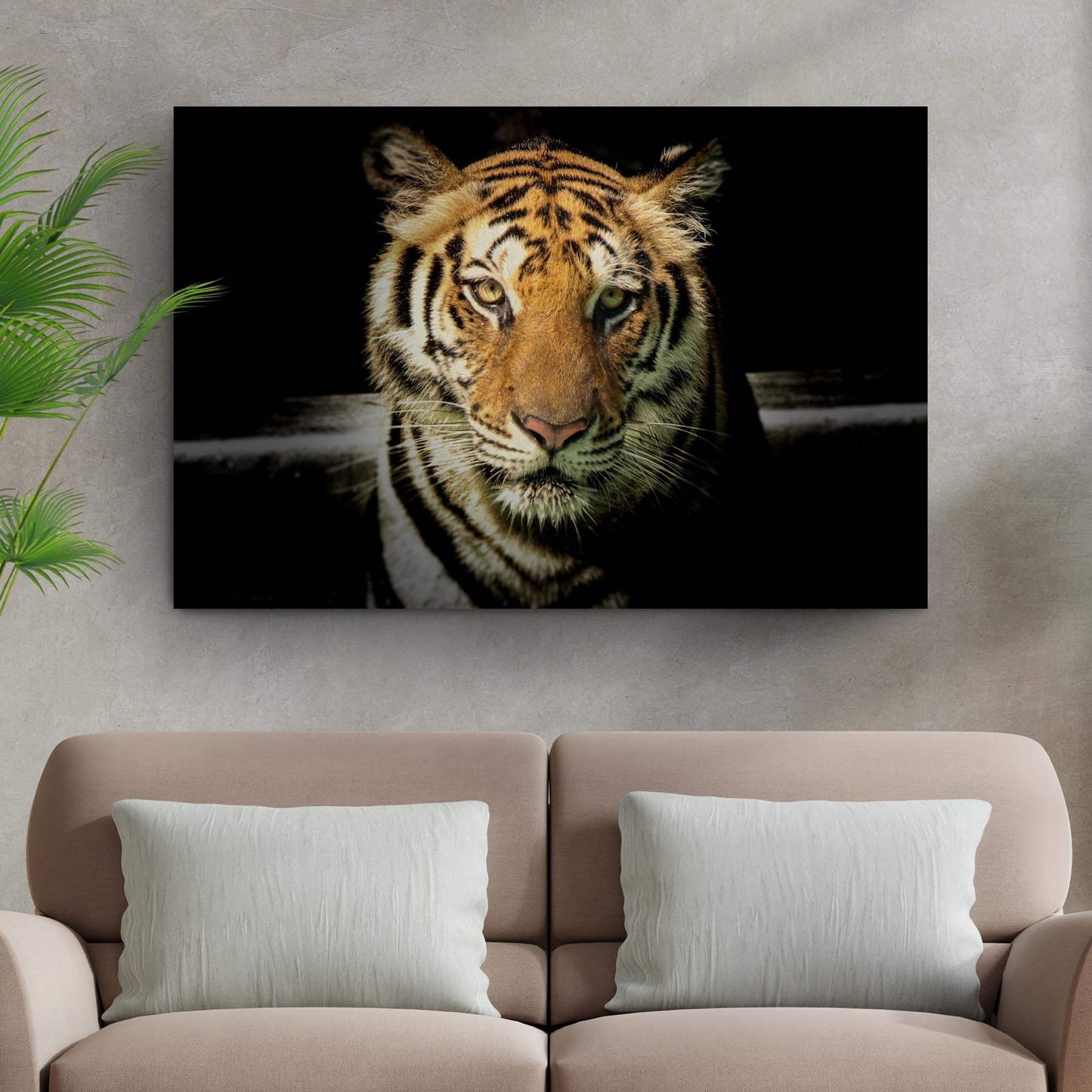 Lurking Tiger In The Dark Canvas Wall Art - Tailored Canvases - Flyclothing LLC