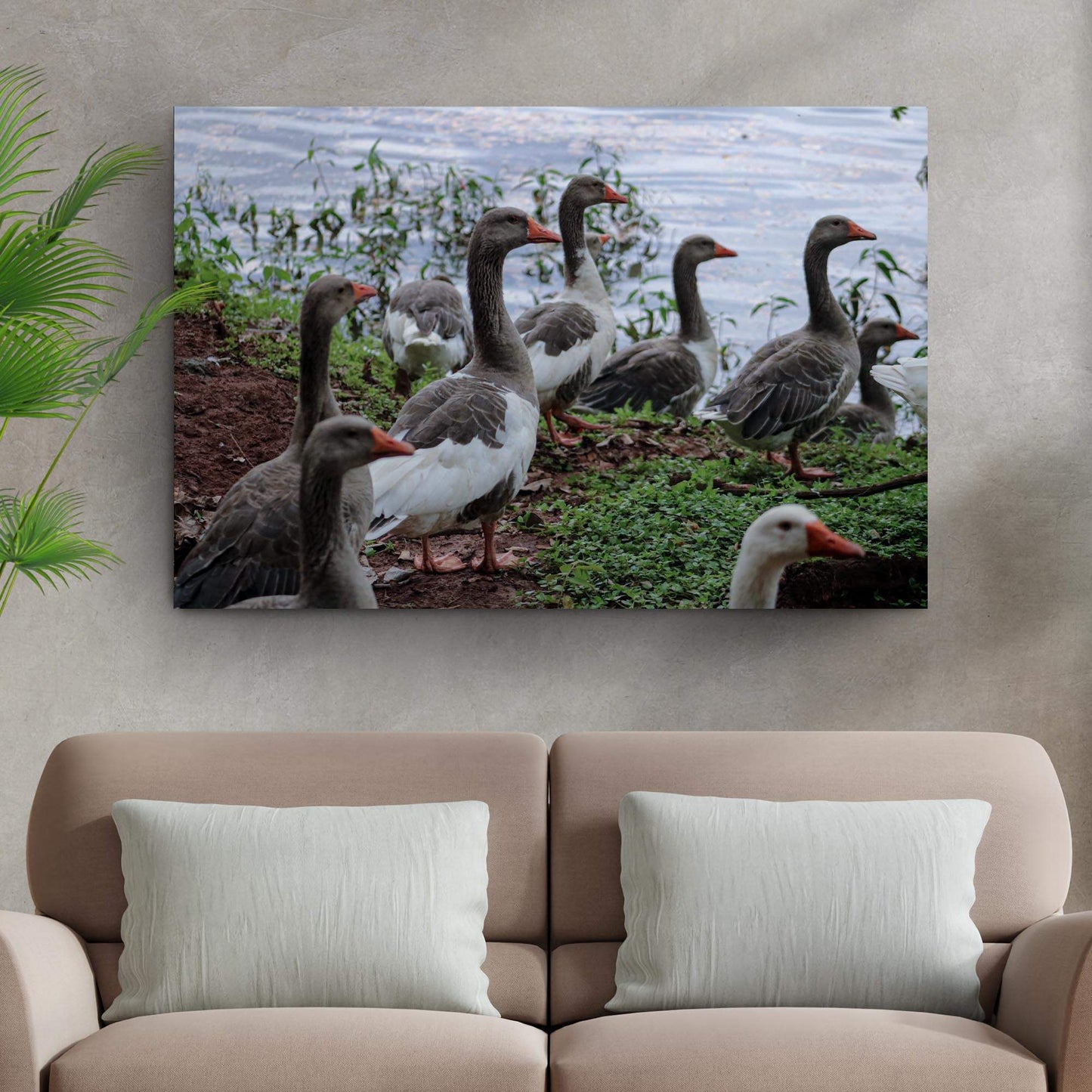 Flock Of Domestic Geese Canvas Wall Art - Tailored Canvases - Flyclothing LLC