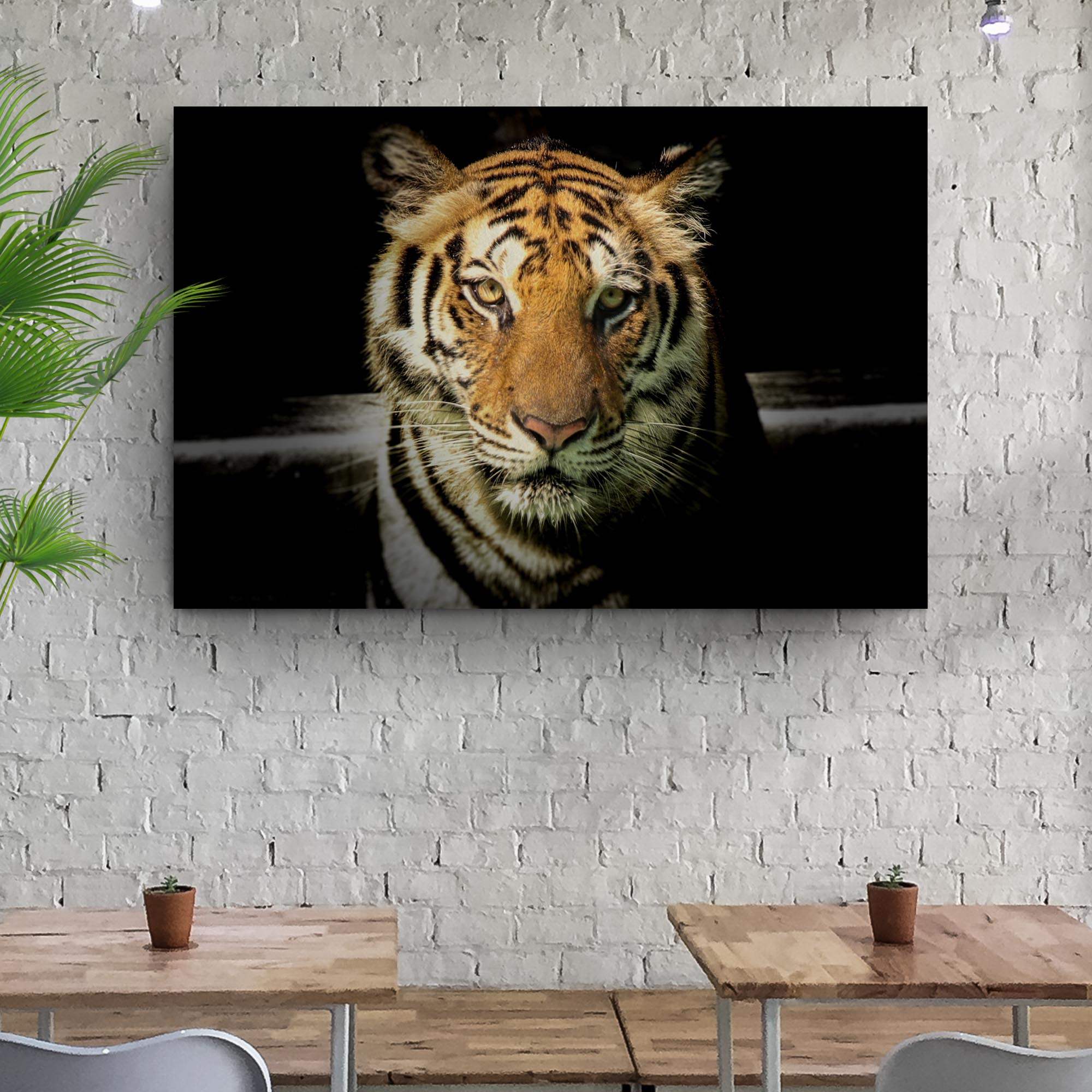 Lurking Tiger In The Dark Canvas Wall Art - Tailored Canvases - Flyclothing LLC