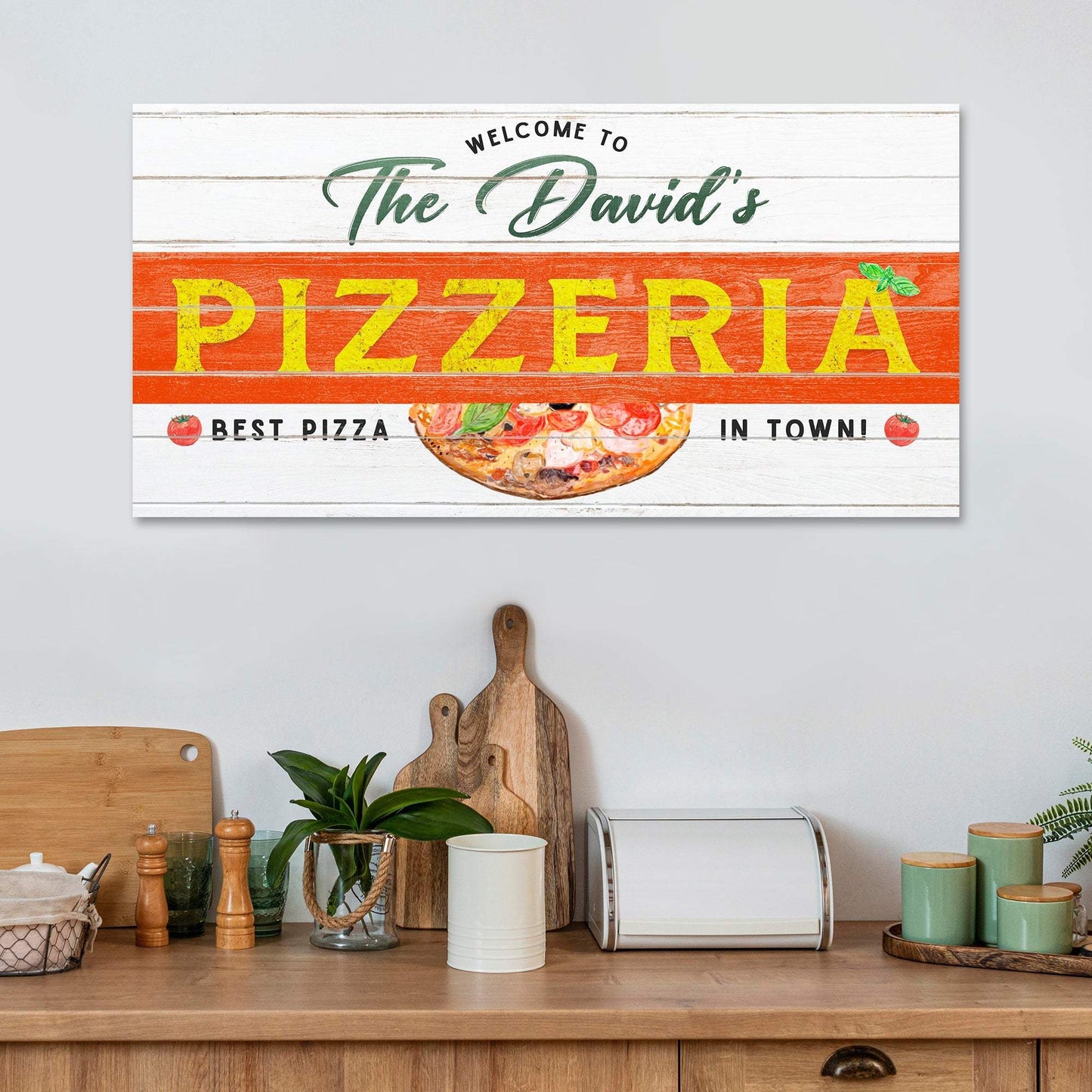 Best Pizza In Town Pizzeria Sign - Tailored Canvases - Flyclothing LLC