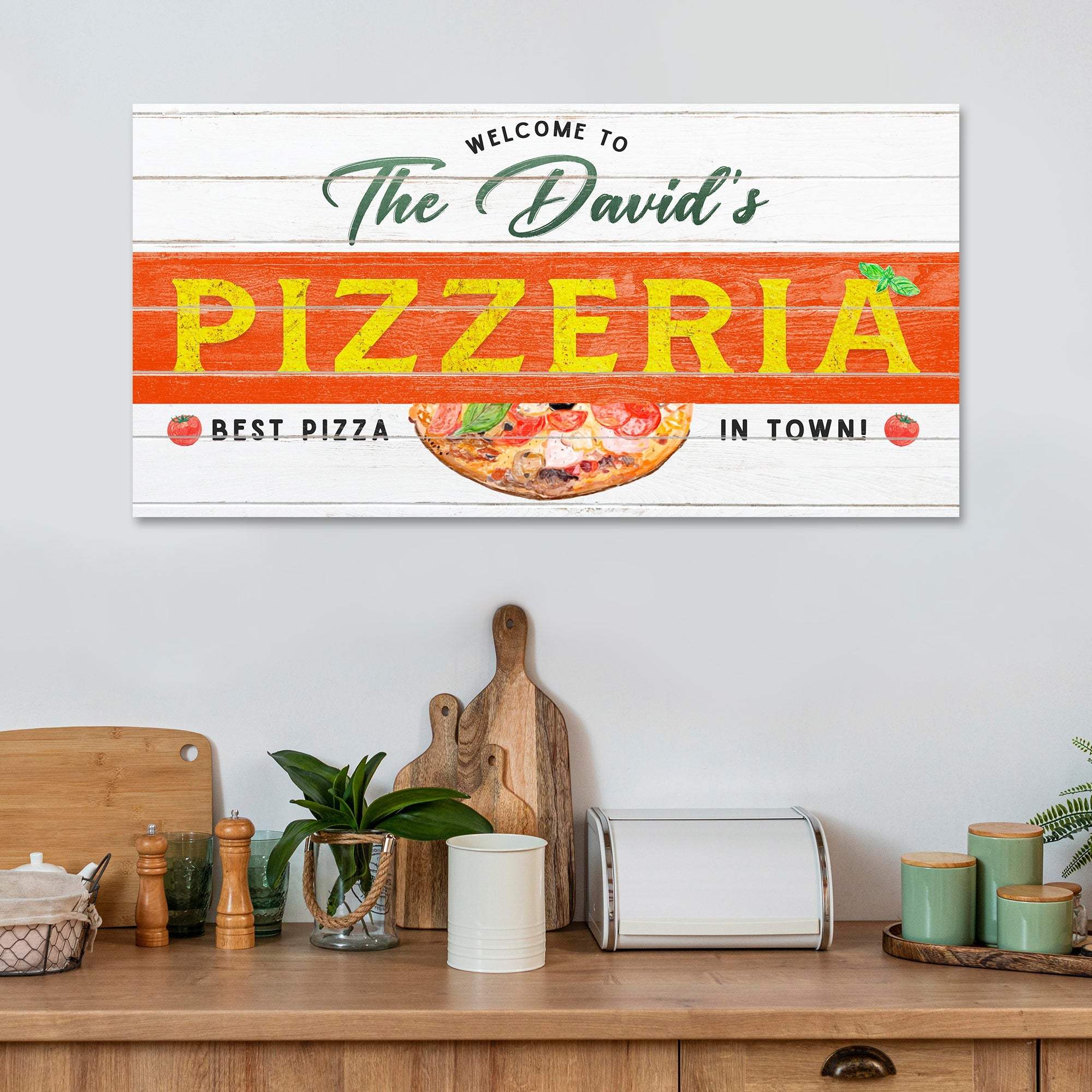 Best Pizza In Town Pizzeria Sign - Tailored Canvases - Flyclothing LLC