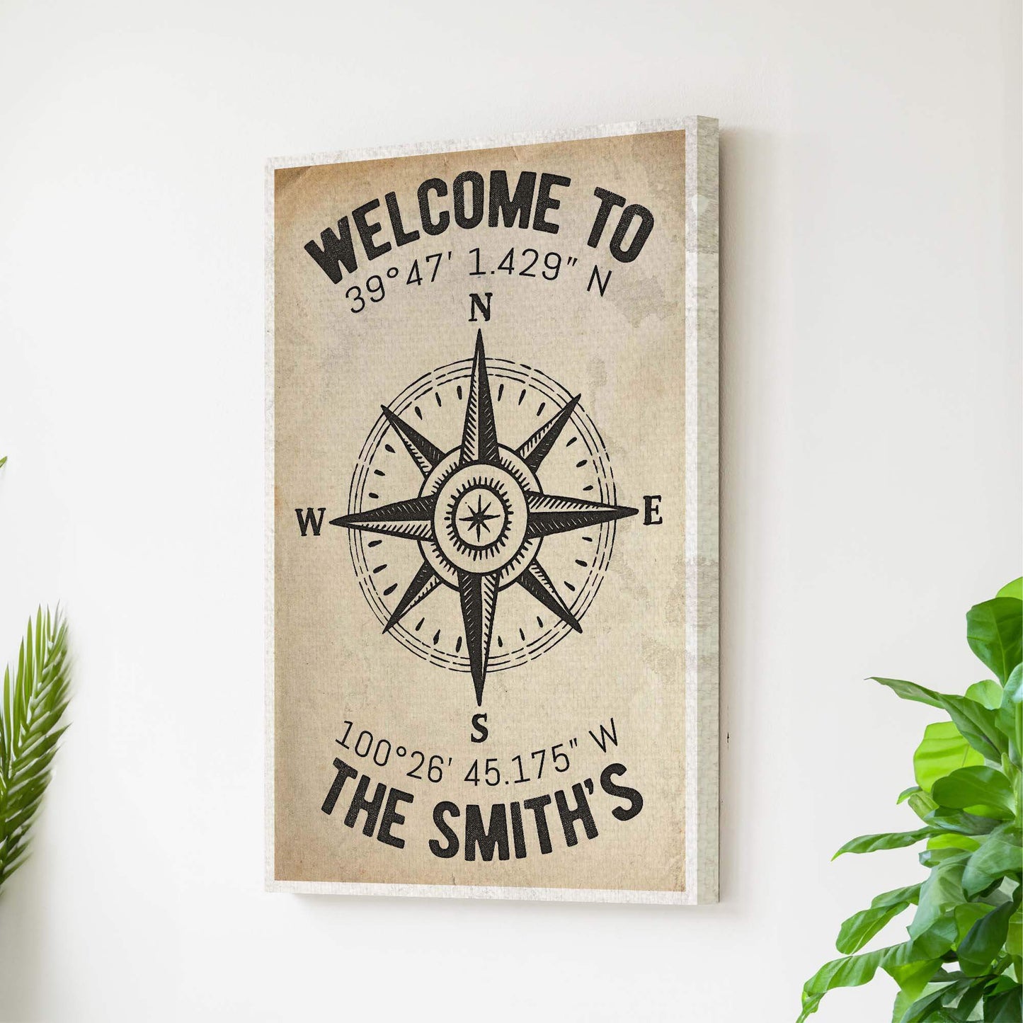 Welcome To Family Home Coordinates Sign - Tailored Canvases - Flyclothing LLC
