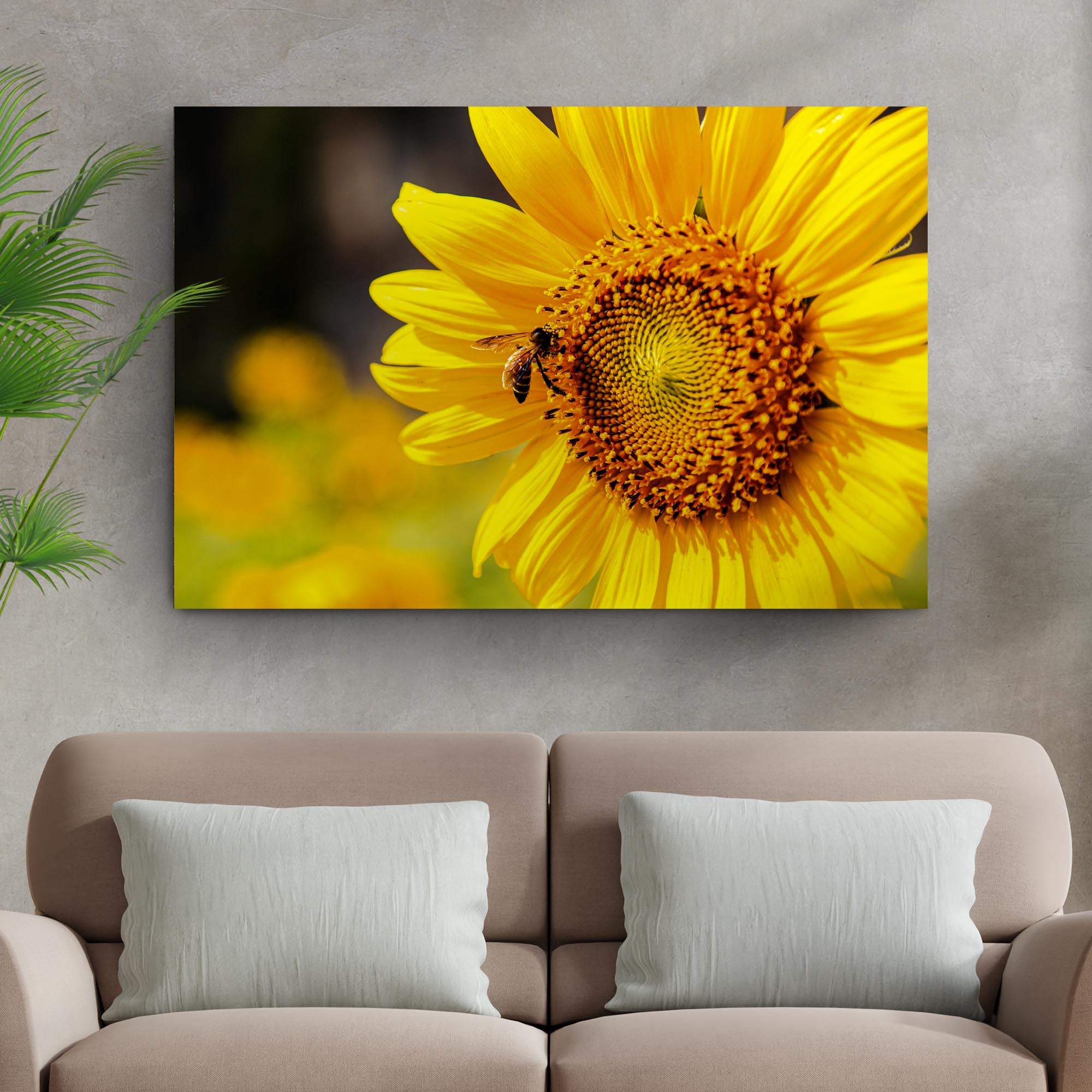 Bee On Sunflower Canvas Wall Art - Tailored Canvases - Flyclothing LLC