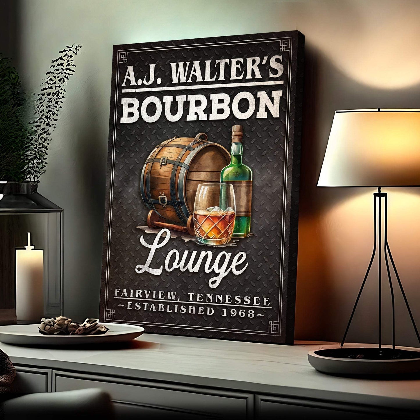 Bourbon Lounge Sign - Tailored Canvases - Flyclothing LLC