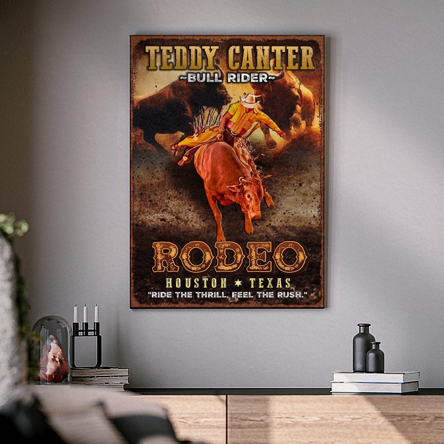 Cowboy Rodeo Bull Rider Sign - Tailored Canvases - Flyclothing LLC