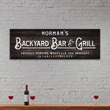 Custom Backyard Bar and Grill Sign: Custom Bar Signs for Home Bar – Perfect for Outdoor Man Cave Decor - Tailored Canvases - Flyclothing LLC