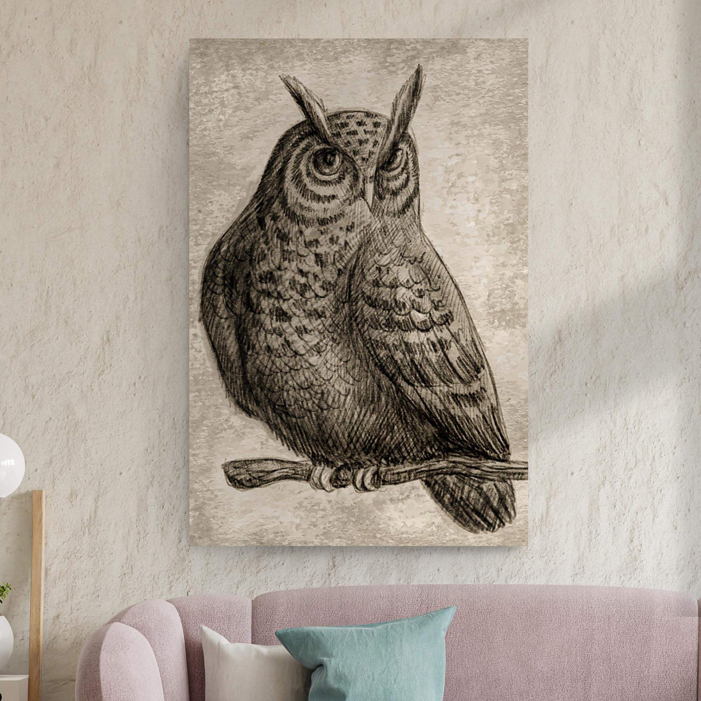Owl Pencil Sketch Portrait Canvas Wall Art - Tailored Canvases - Flyclothing LLC