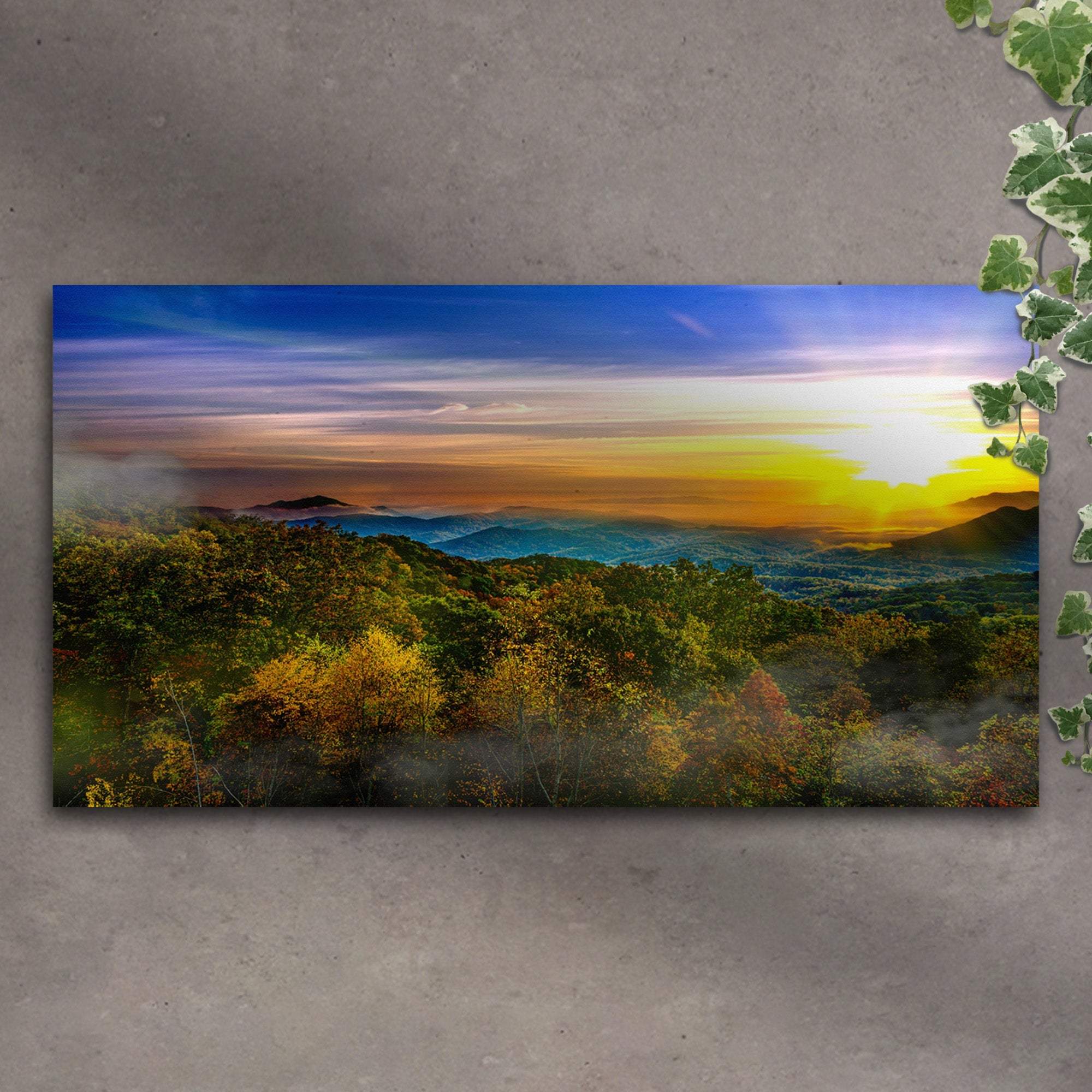 Foggy Mountain At Sunrise Canvas Wall Art - Tailored Canvases - Flyclothing LLC