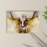 Texas Longhorn Watercolor Like Canvas Wall Art - Tailored Canvases - Flyclothing LLC