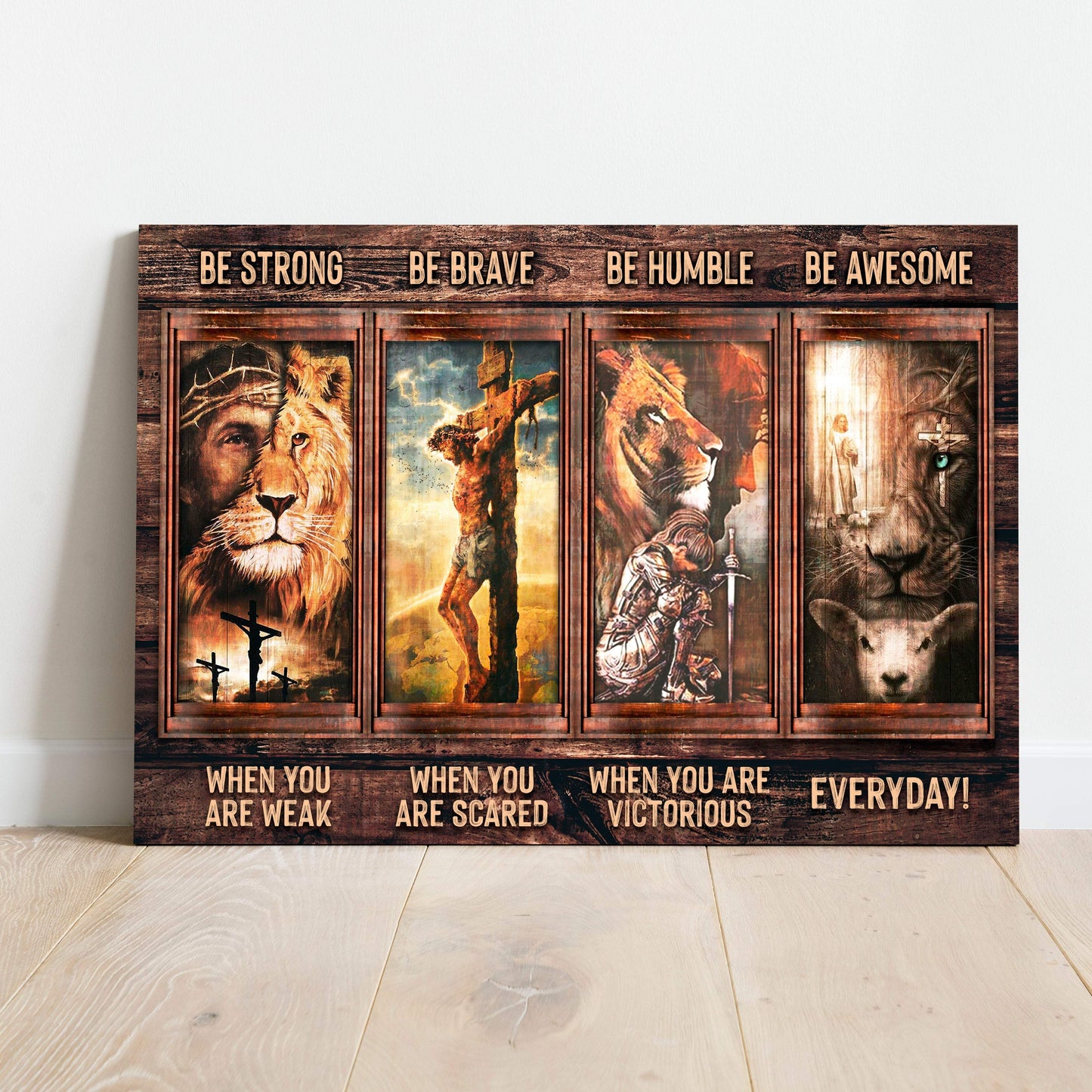 Be Strong, Be Brave, Be Humble, Be Awesome Canvas - Dynamic Christian Wall Art, Jesus Decor - Tailored Canvases - Flyclothing LLC