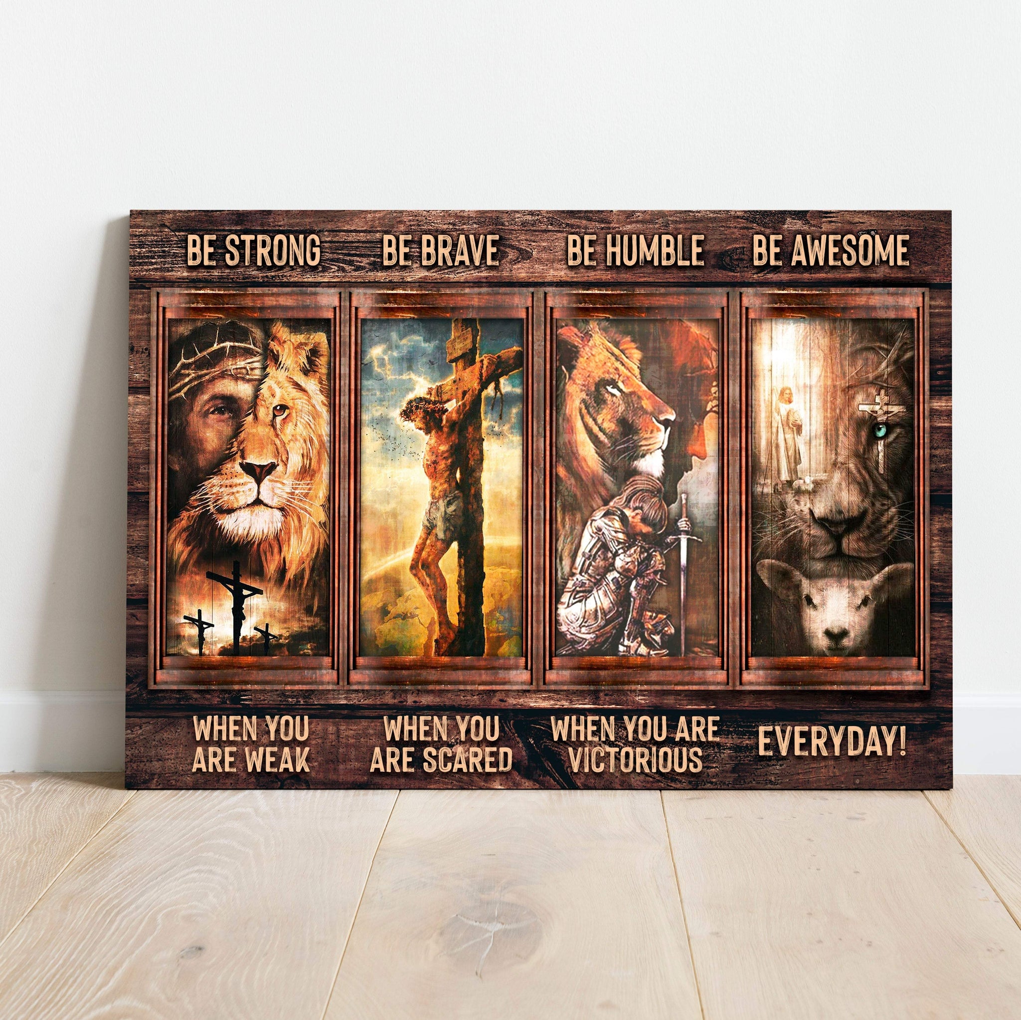 Be Strong, Be Brave, Be Humble, Be Awesome Canvas - Dynamic Christian Wall Art, Jesus Decor - Tailored Canvases - Flyclothing LLC