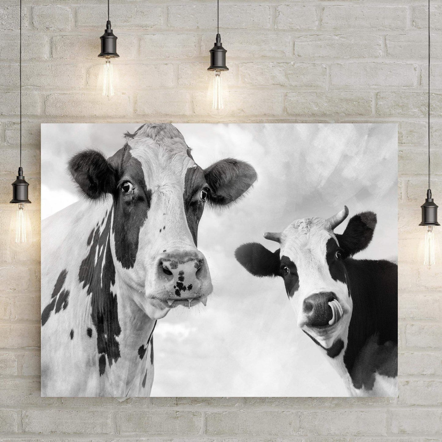 Monochrome Holstein Cows Canvas Wall Art - Tailored Canvases - Flyclothing LLC