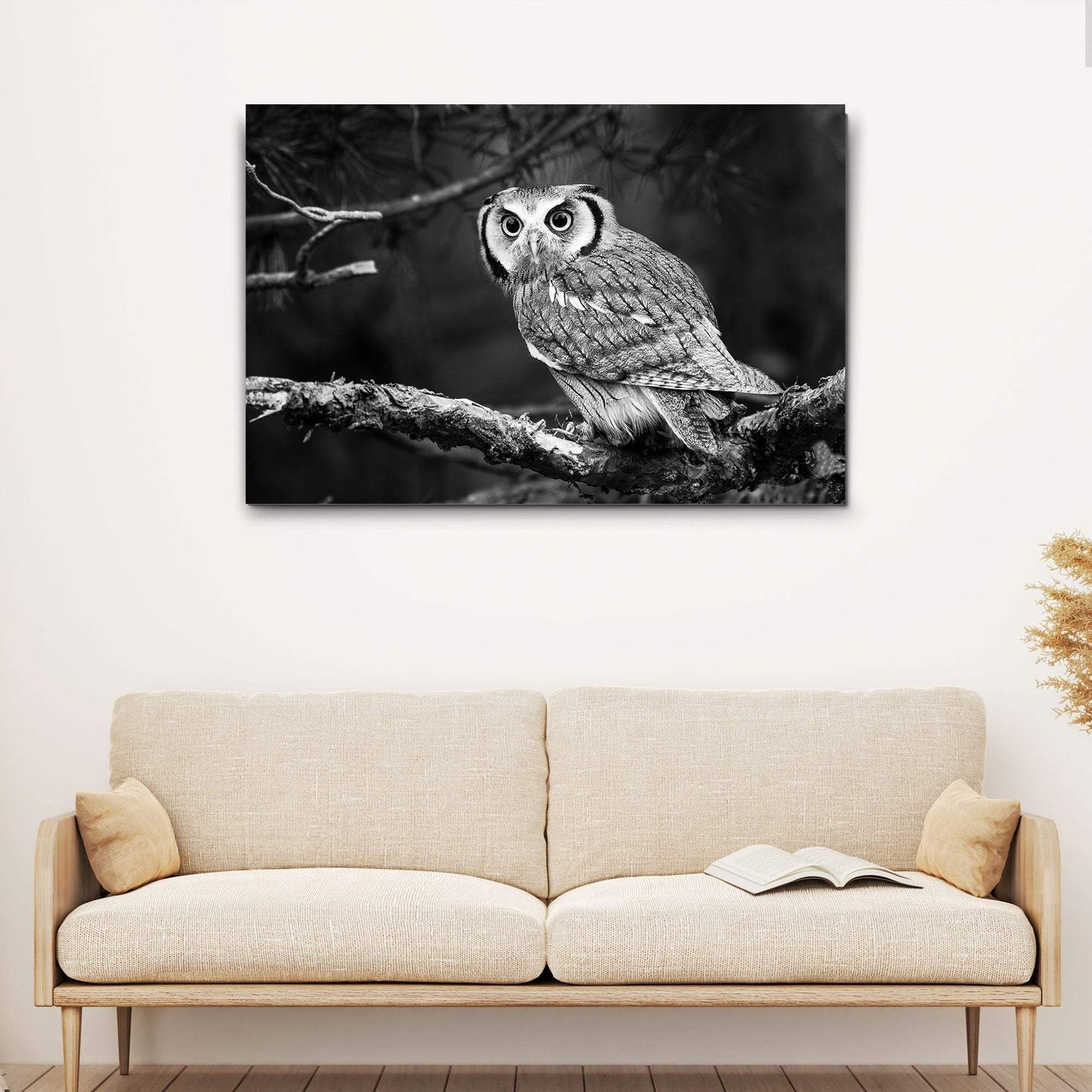Black And White Owl Canvas Wall Art - Tailored Canvases - Flyclothing LLC