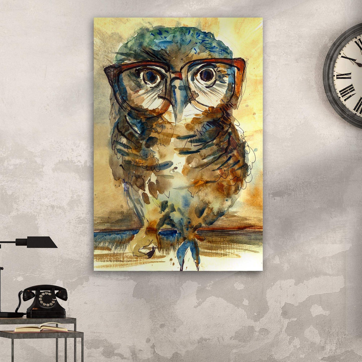 The Wise Owl Watercolor Portrait Canvas Wall Art - Tailored Canvases - Flyclothing LLC