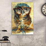 The Wise Owl Watercolor Portrait Canvas Wall Art - Tailored Canvases - Flyclothing LLC