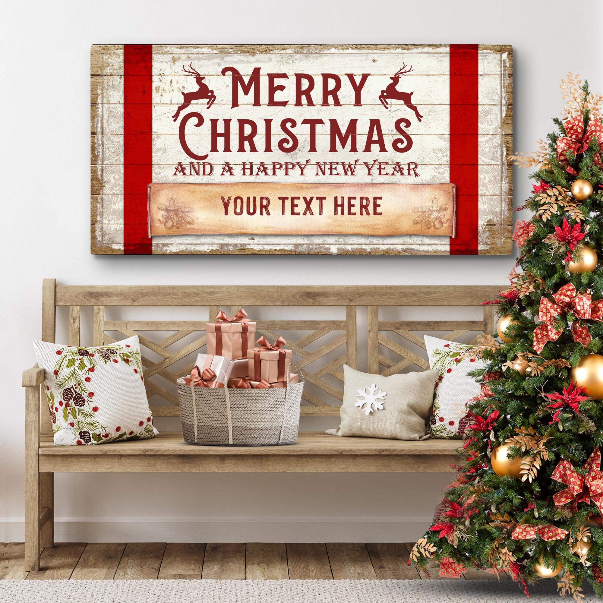 Merry Christmas And A Happy New Year Sign - Tailored Canvases - Flyclothing LLC