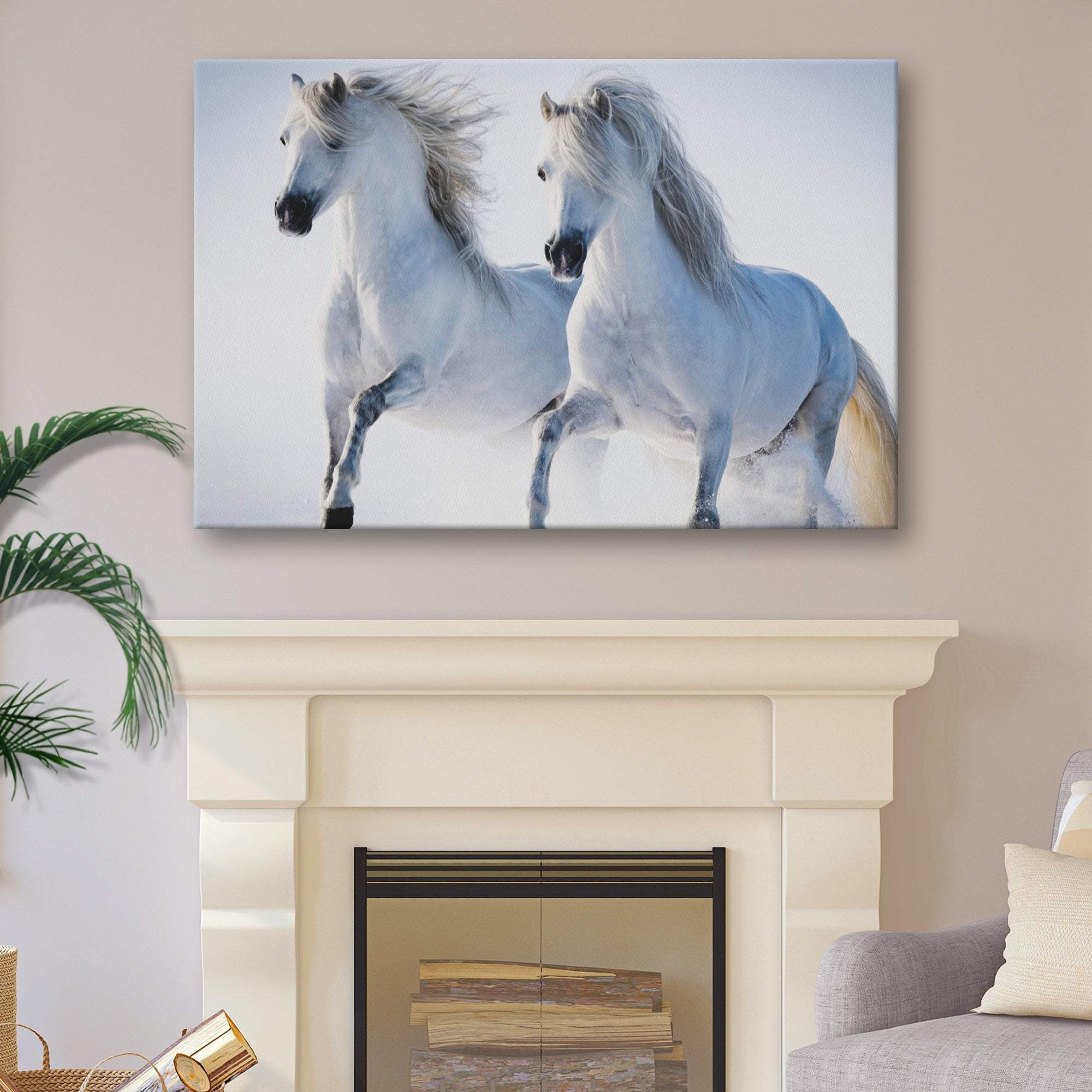 White Horse Couple Canvas Wall Art - Tailored Canvases - Flyclothing LLC