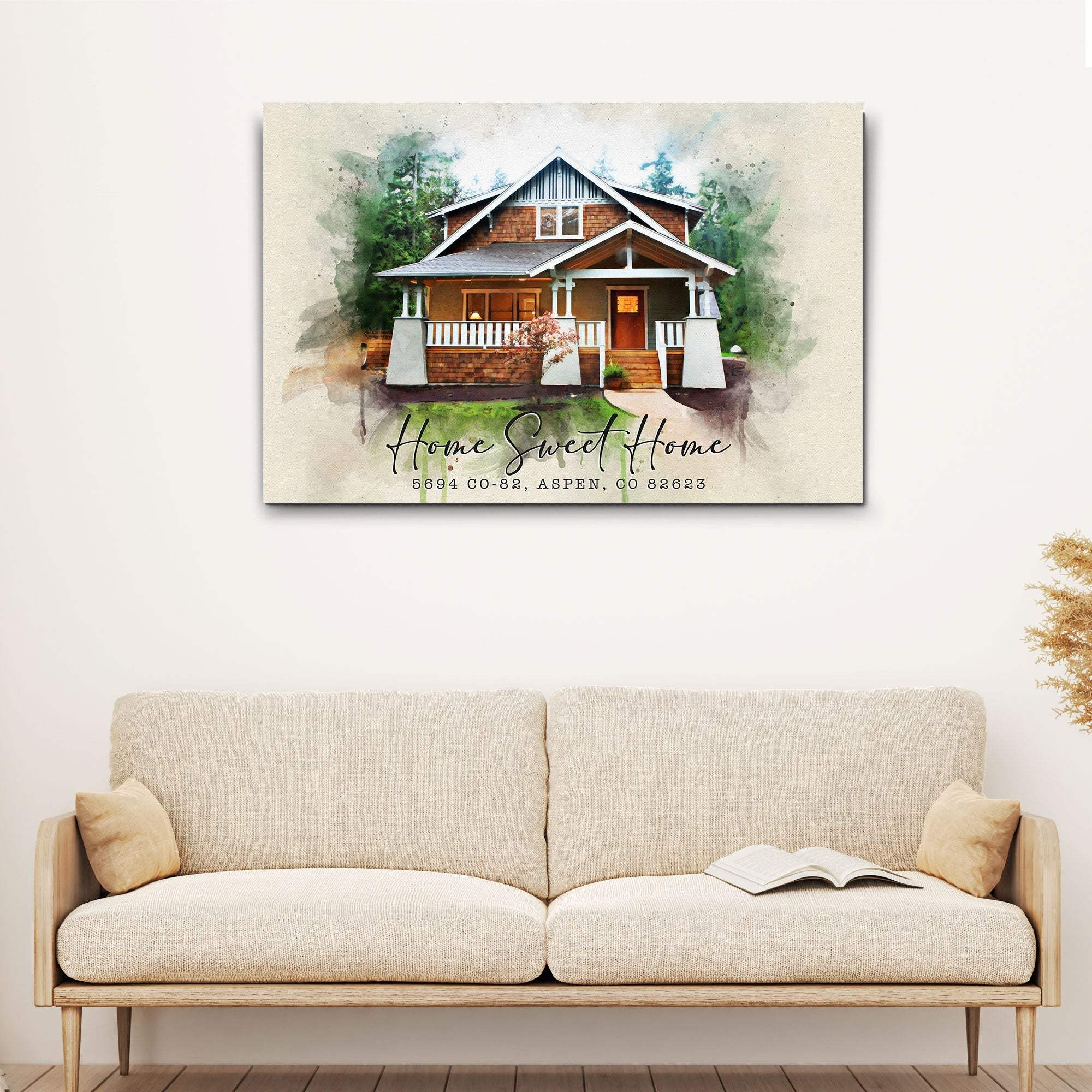 Home Sweet Home Watercolor Sign - Tailored Canvases - Flyclothing LLC