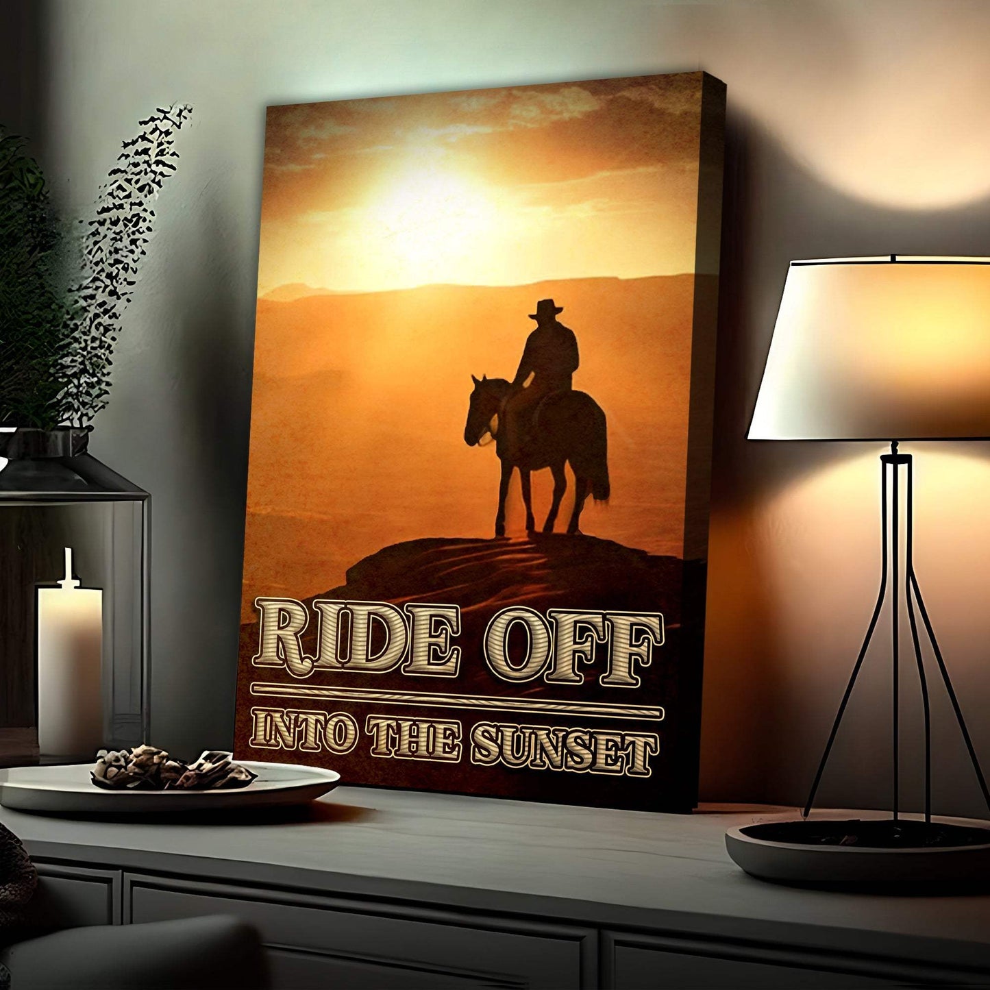 Ride Off Into The Sunset Western Sayings For Signs - Tailored Canvases - Flyclothing LLC