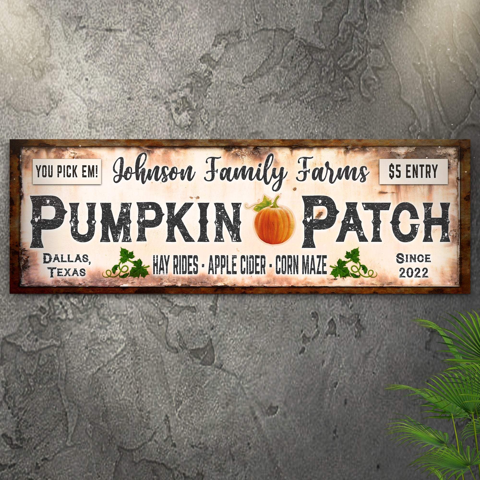 Family Farms Pumpkin Patch Sign - Tailored Canvases - Flyclothing LLC