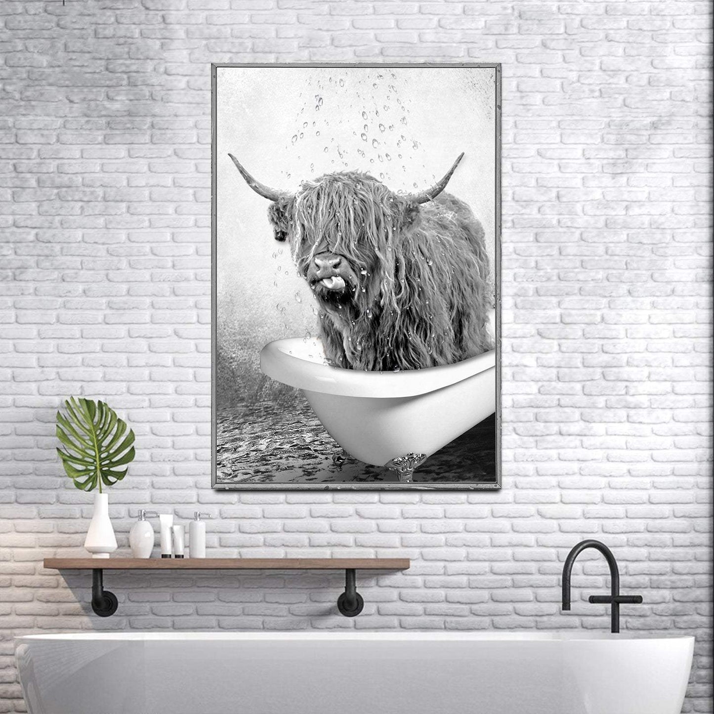 Highland Cattle Bath Canvas Wall Art - Tailored Canvases - Flyclothing LLC
