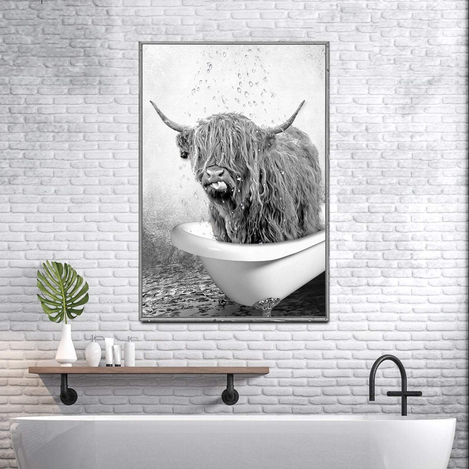 Highland Cattle Bath Canvas Wall Art - Tailored Canvases - Flyclothing LLC