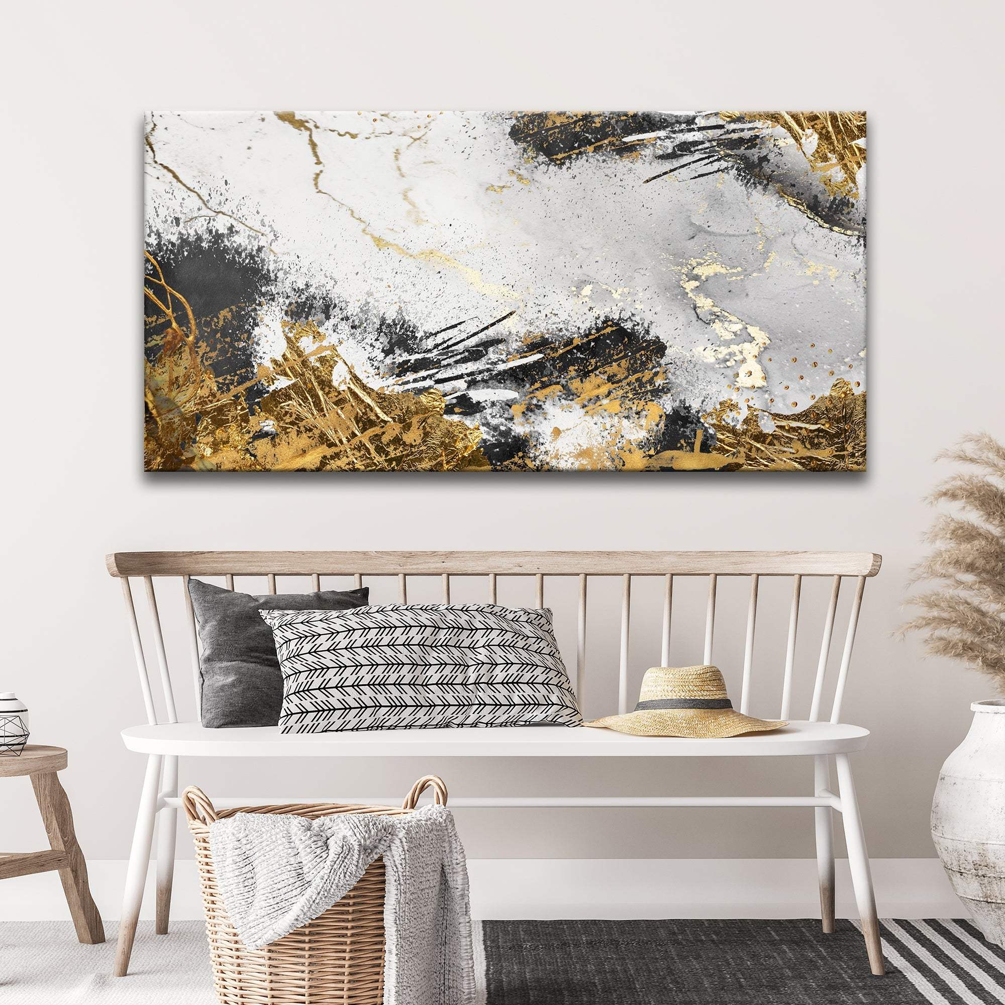Sky Gold Abstract Painting Canvas Wall Art - Tailored Canvases - Flyclothing LLC