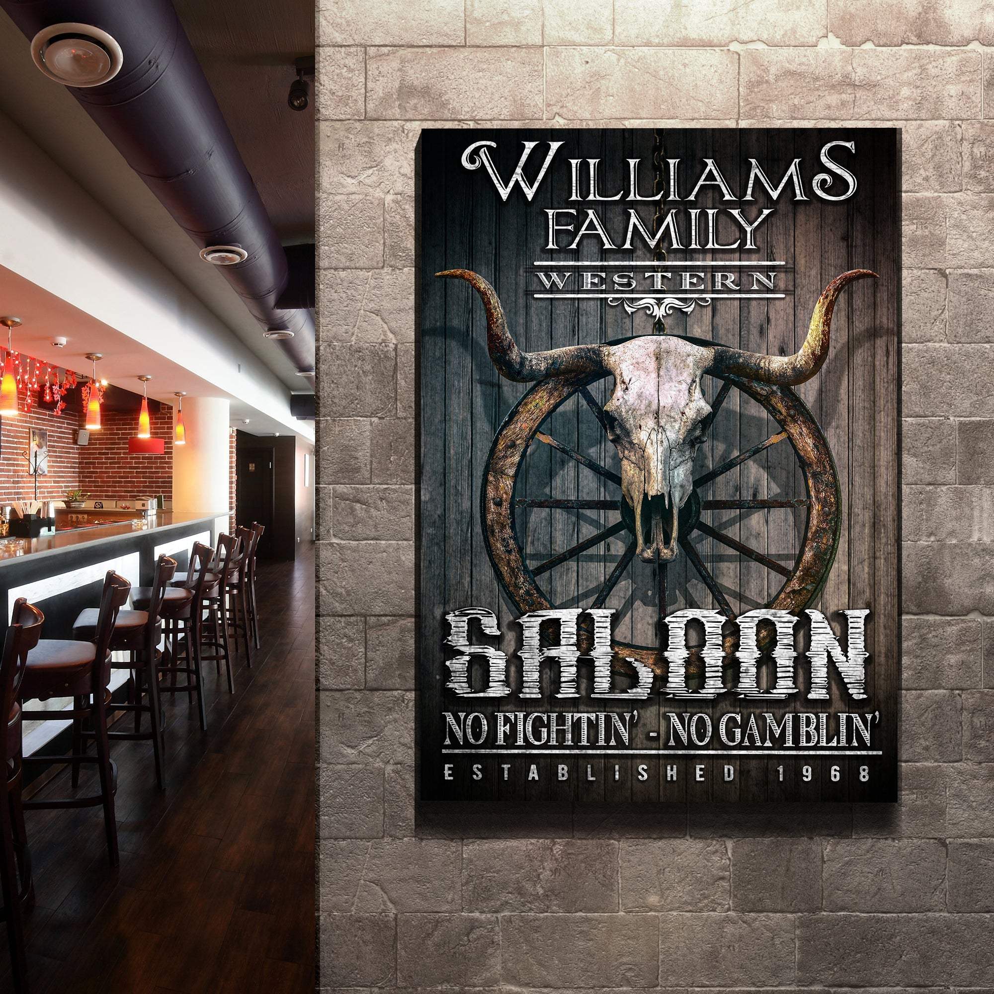Western Cowboy Saloon Sign - Tailored Canvases - Flyclothing LLC