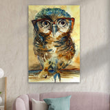 The Wise Owl Watercolor Portrait Canvas Wall Art - Tailored Canvases - Flyclothing LLC