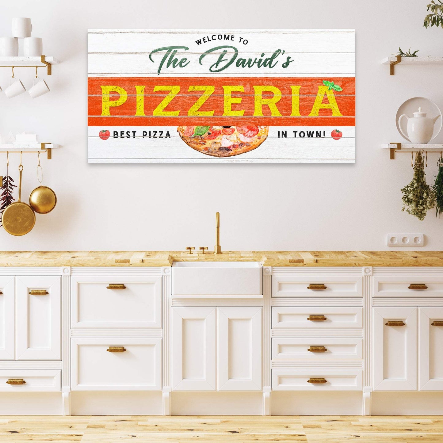 Best Pizza In Town Pizzeria Sign - Tailored Canvases - Flyclothing LLC