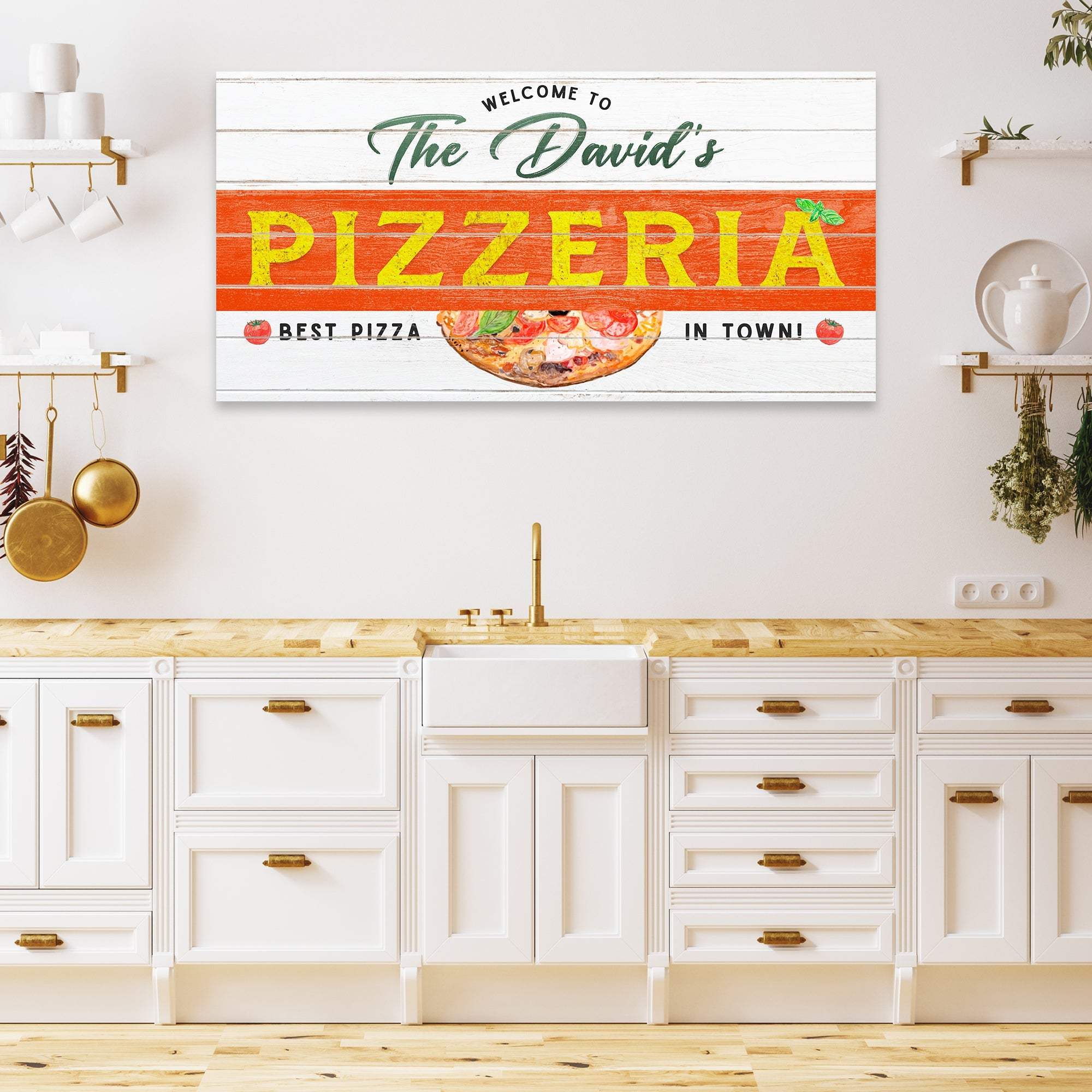 Best Pizza In Town Pizzeria Sign - Tailored Canvases - Flyclothing LLC