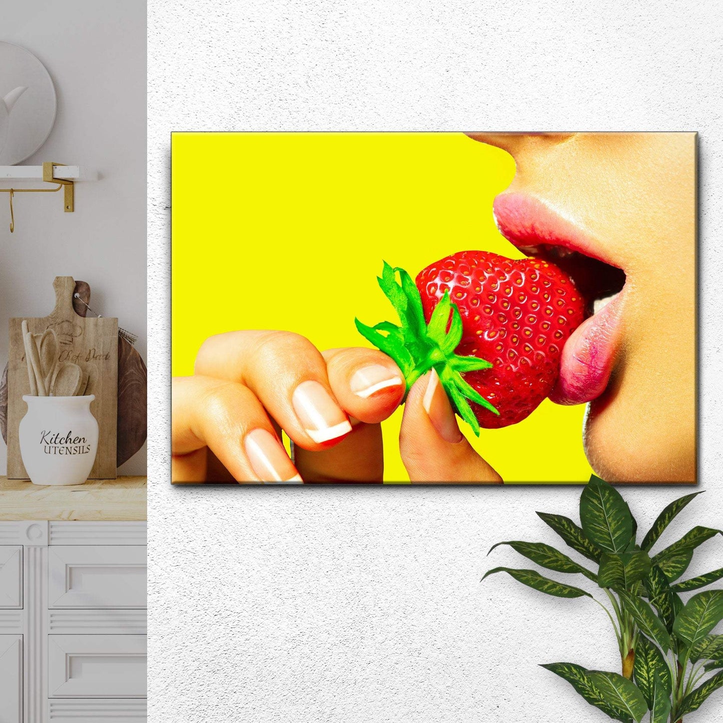 Fruits Strawberry Lips Canvas Wall Art - Tailored Canvases - Flyclothing LLC