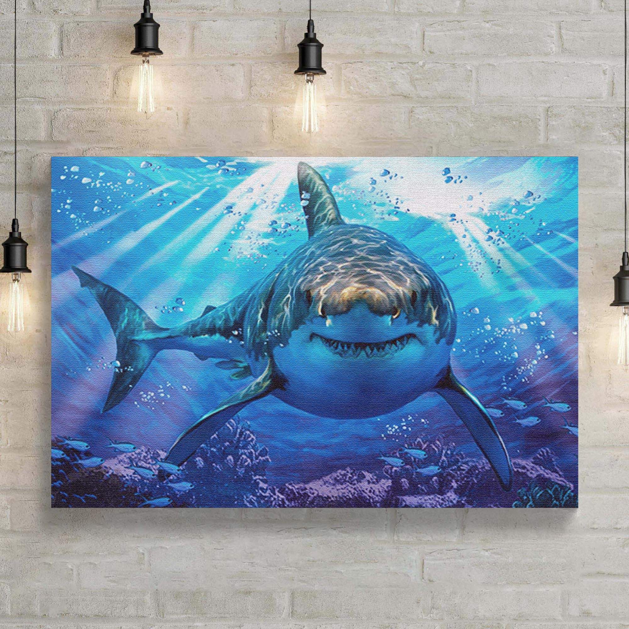 Underwater White Shark Canvas Wall Art - Tailored Canvases - Flyclothing LLC