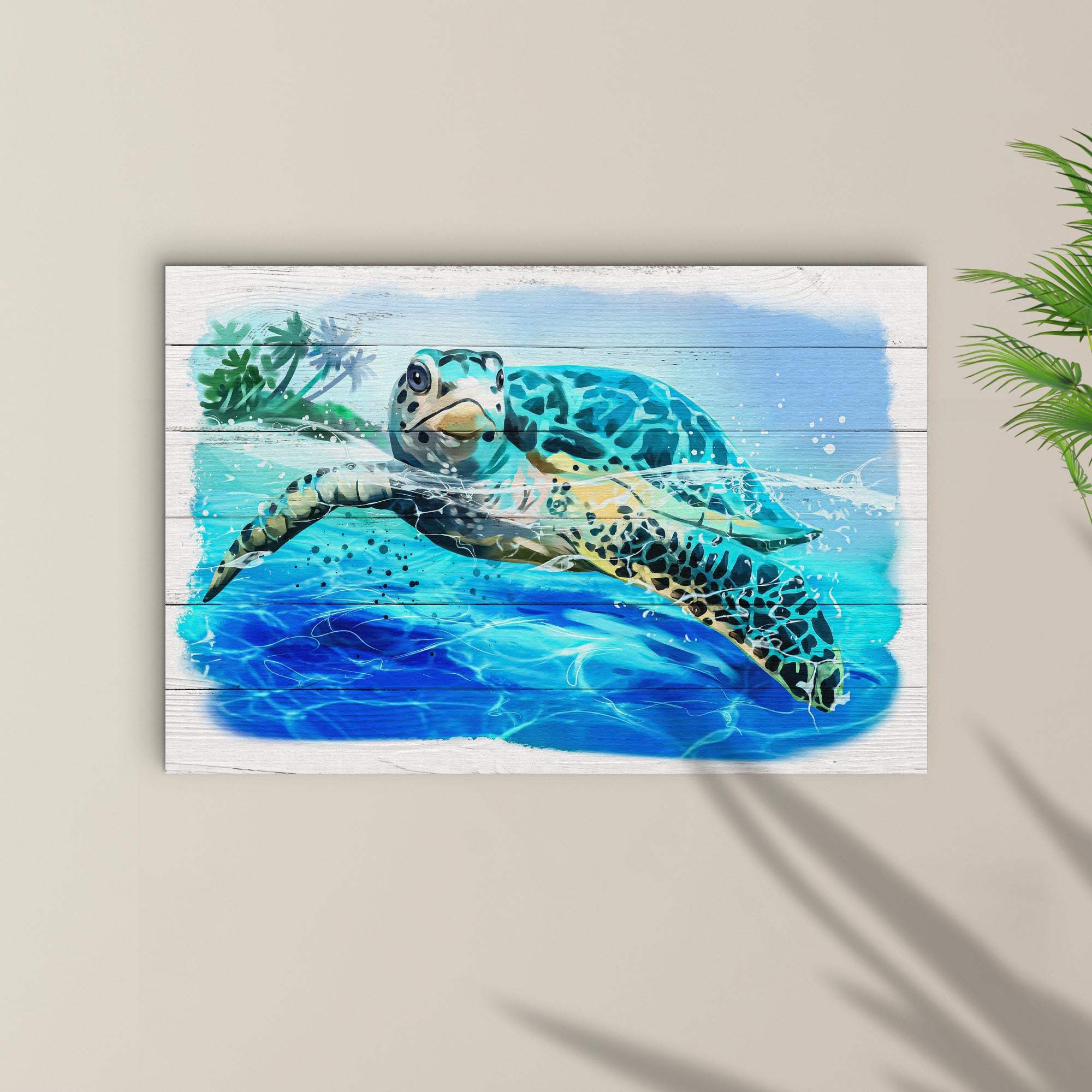 Turtle Oasis Watercolor Canvas Wall Art - Tailored Canvases - Flyclothing LLC