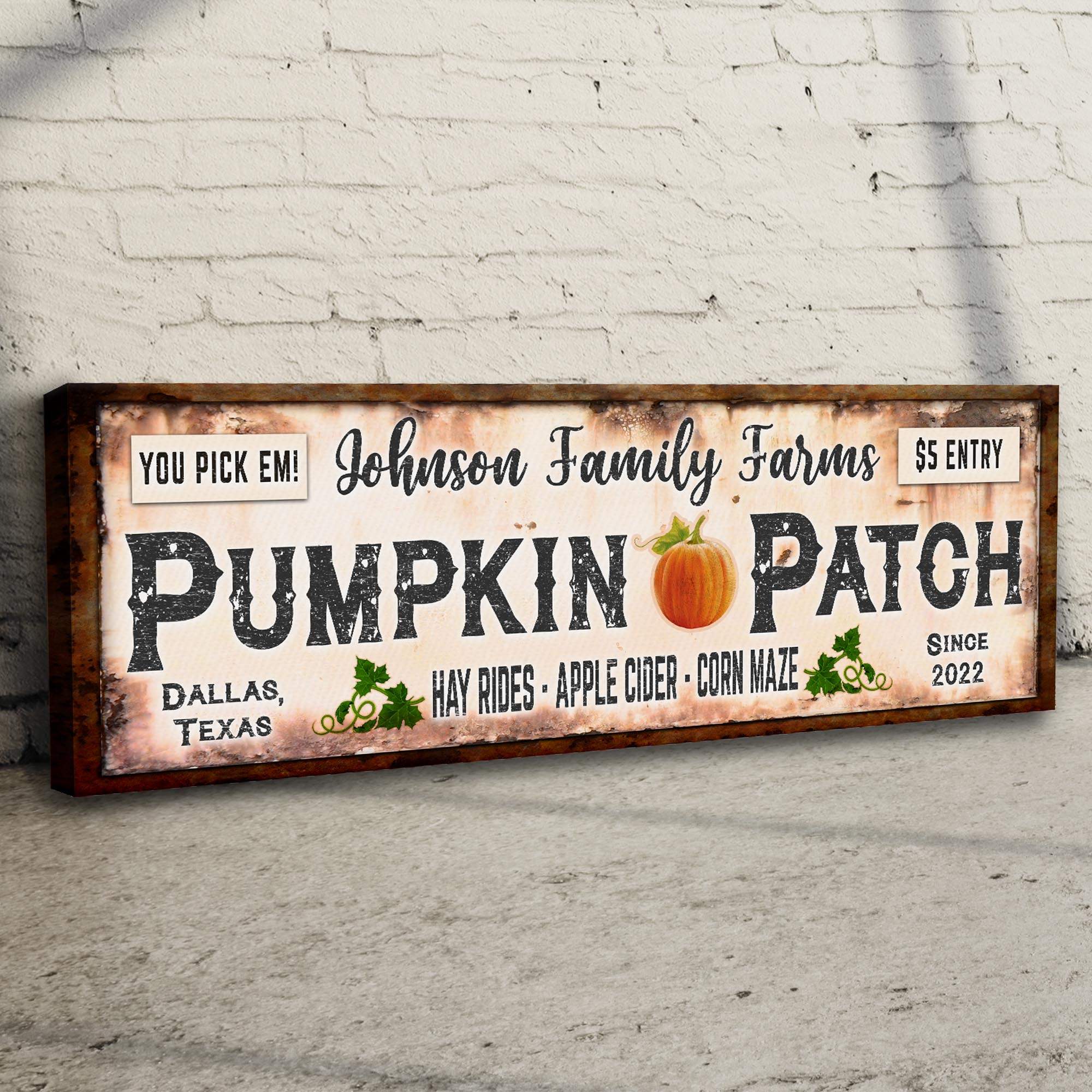 Family Farms Pumpkin Patch Sign - Tailored Canvases - Flyclothing LLC