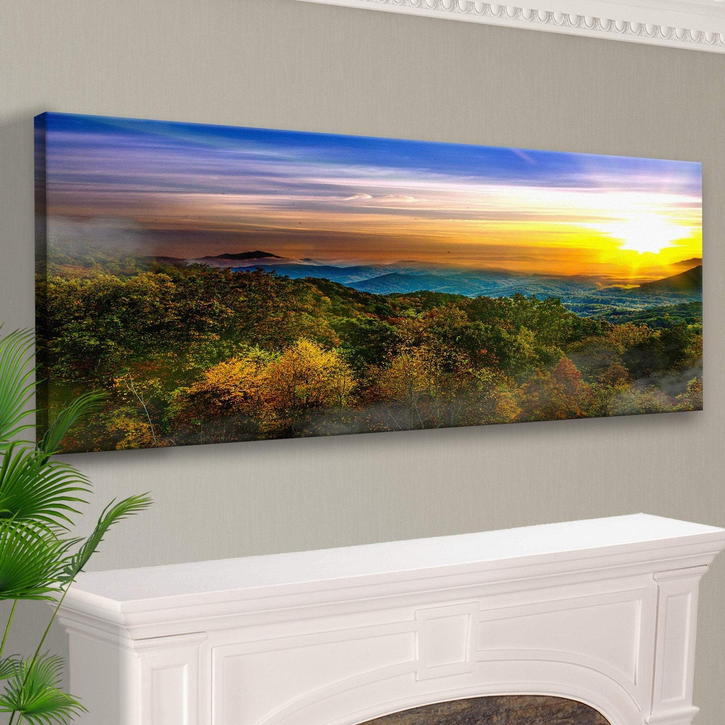 Foggy Mountain At Sunrise Canvas Wall Art - Tailored Canvases - Flyclothing LLC