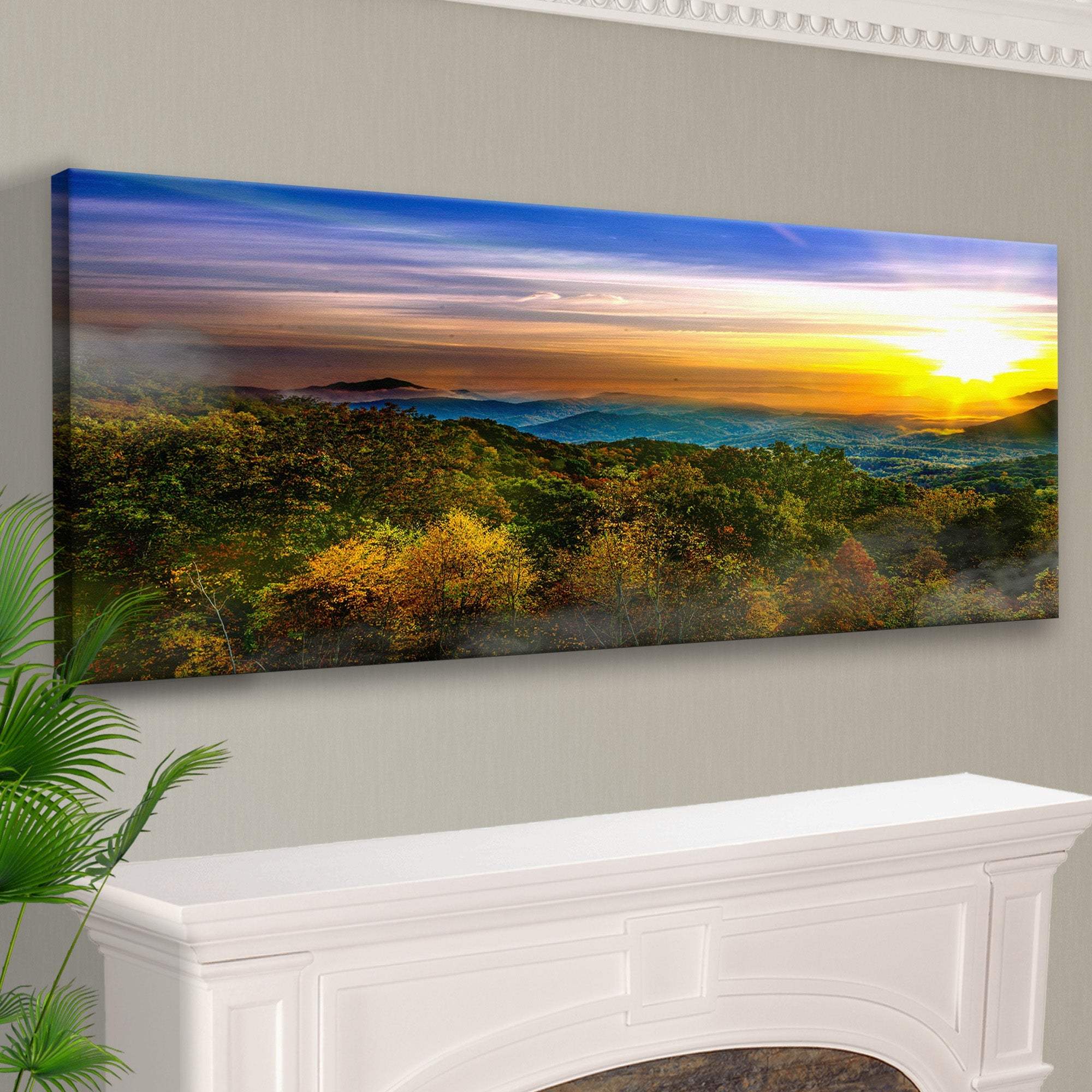 Foggy Mountain At Sunrise Canvas Wall Art - Tailored Canvases - Flyclothing LLC