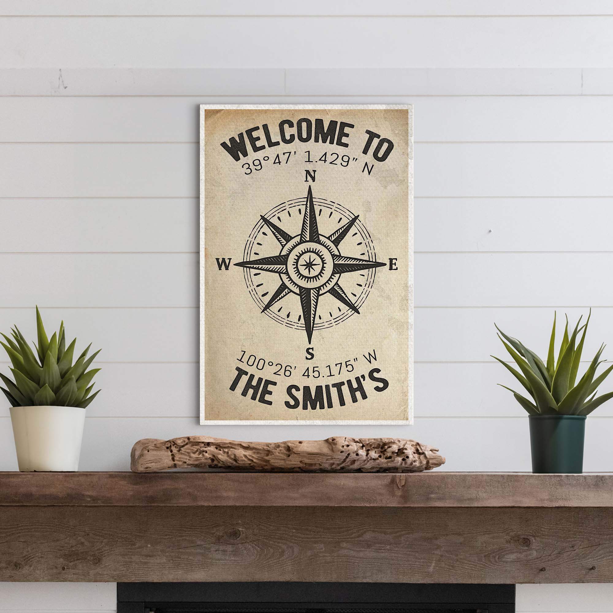 Welcome To Family Home Coordinates Sign - Tailored Canvases - Flyclothing LLC