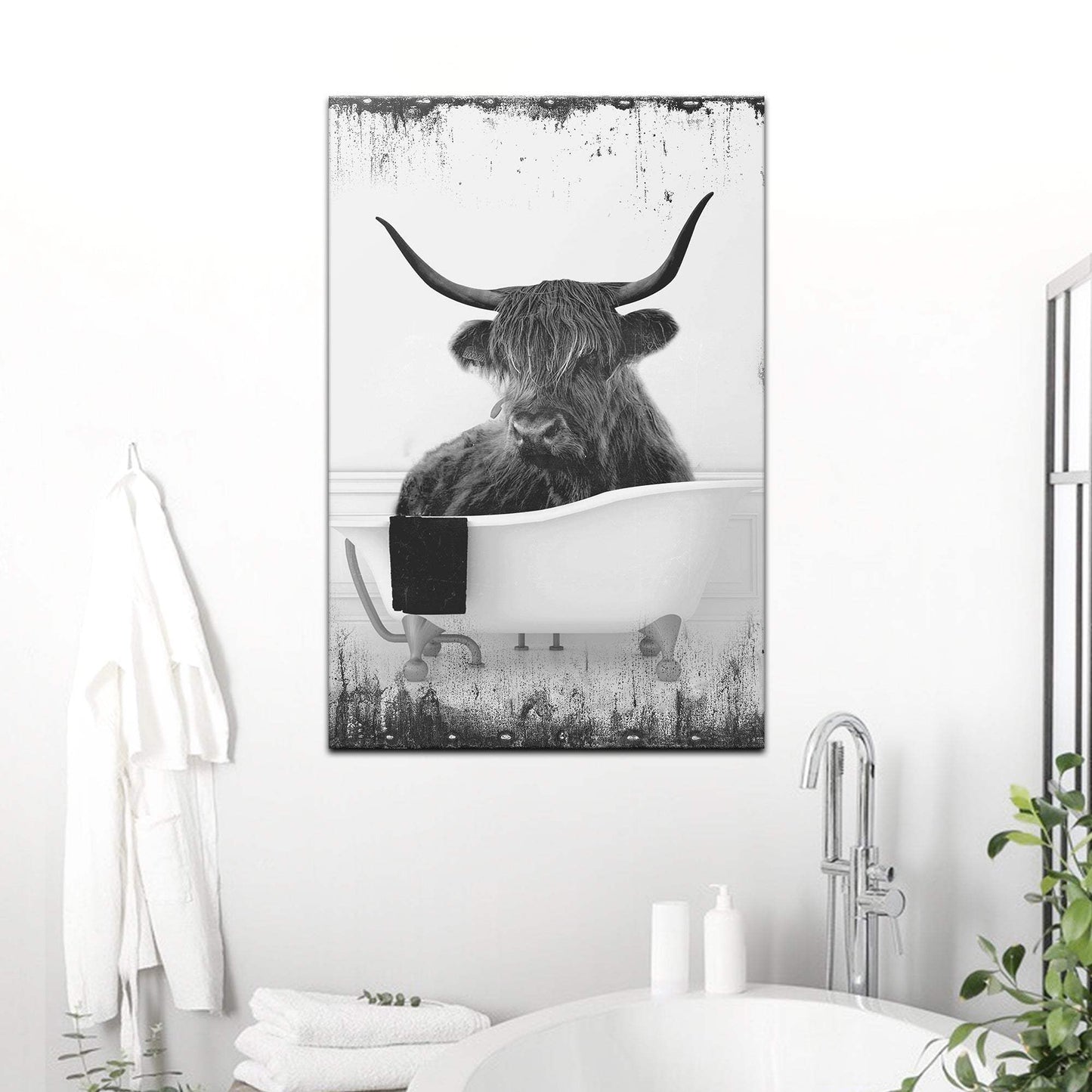 Highland Cattle Bath Canvas Wall Art II - Tailored Canvases - Flyclothing LLC