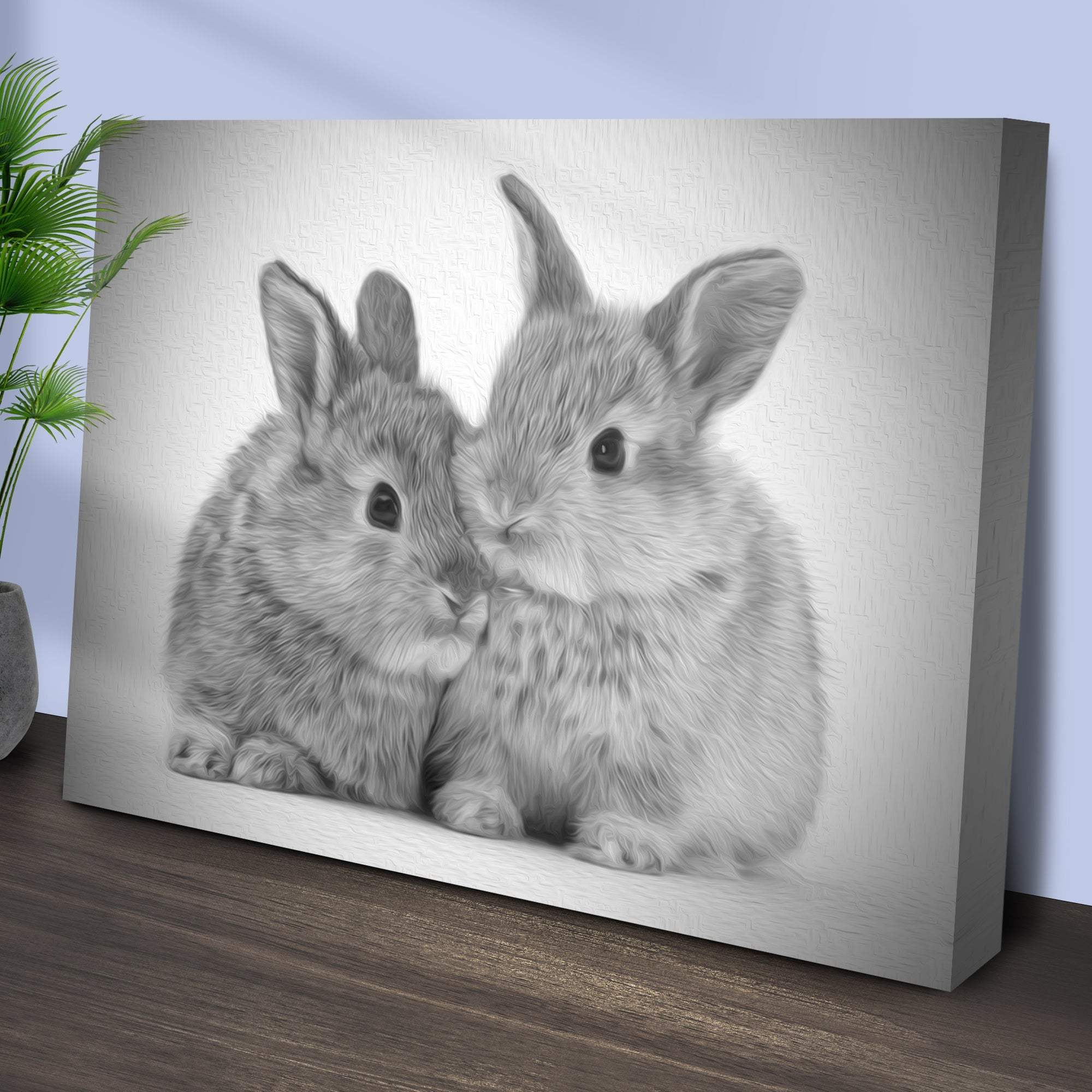Gray Rabbits Sketch Canvas Wall Art - Tailored Canvases - Flyclothing LLC