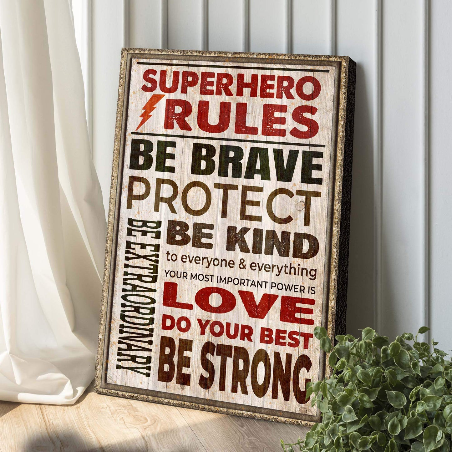 Your Most Important Power Is Love Superhero Rules Sign - Tailored Canvases - Flyclothing LLC