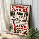 Your Most Important Power Is Love Superhero Rules Sign - Tailored Canvases - Flyclothing LLC