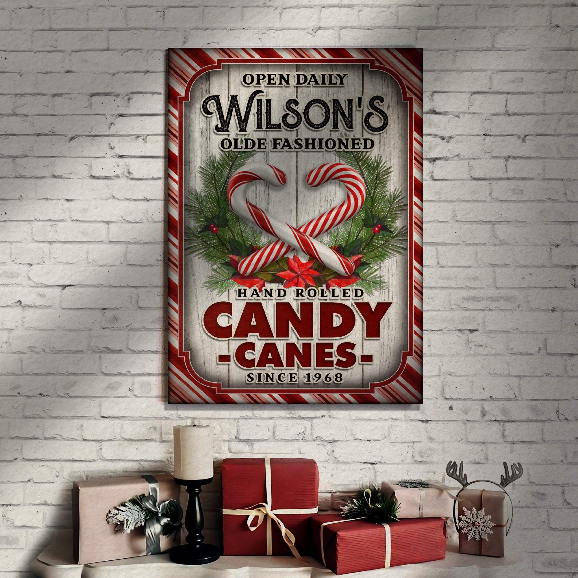 Olde Fashioned Hand Rolled Candy Canes Sign - Tailored Canvases - Flyclothing LLC