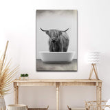 Highland Cattle Bath Canvas Wall Art IV - Tailored Canvases - Flyclothing LLC