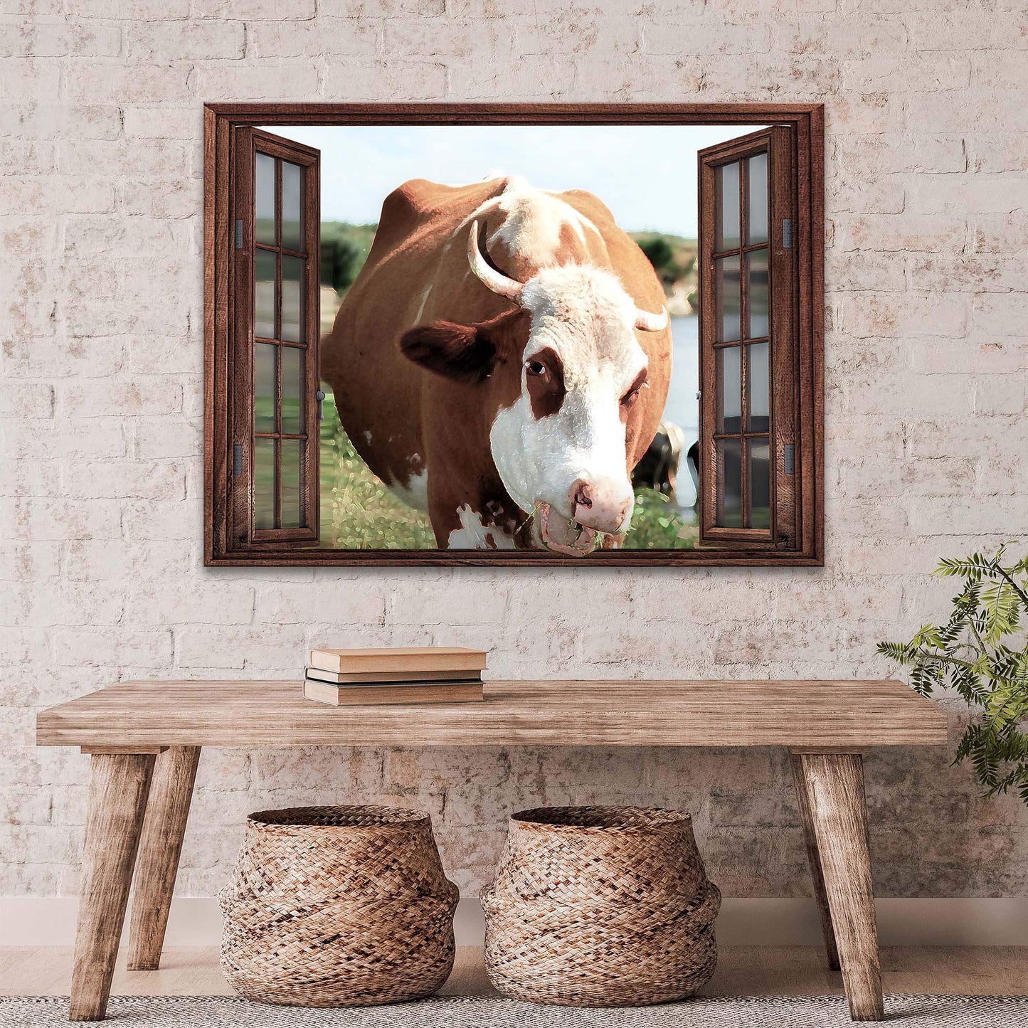 Cattle On Window Canvas Wall Art - Tailored Canvases - Flyclothing LLC