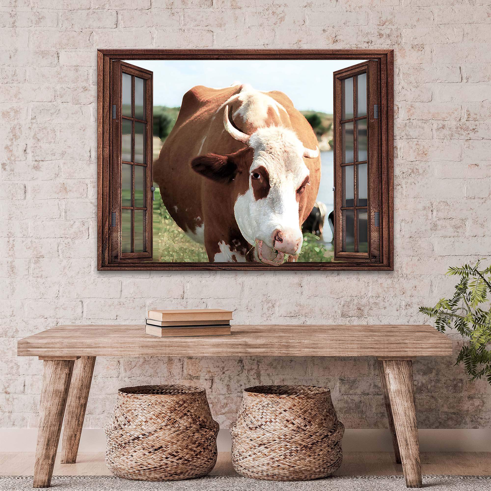 Cattle On Window Canvas Wall Art - Tailored Canvases - Flyclothing LLC