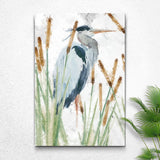 Heron In The Reeds Canvas Wall Art II - Tailored Canvases - Flyclothing LLC