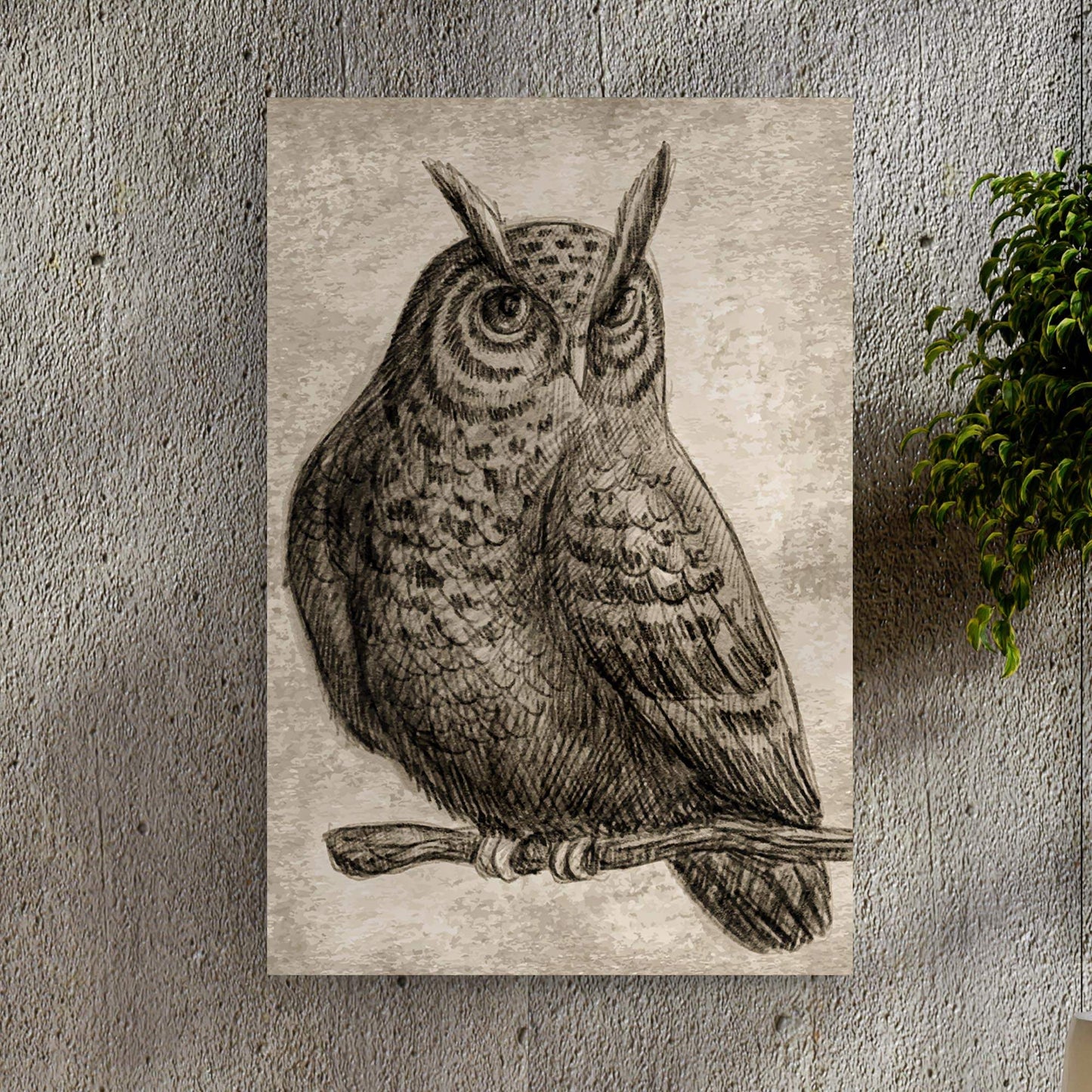 Owl Pencil Sketch Portrait Canvas Wall Art - Tailored Canvases - Flyclothing LLC
