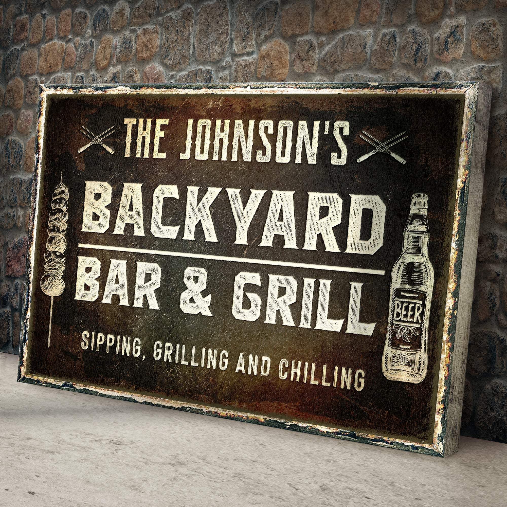 Backyard Bar And Grill Sign - Tailored Canvases - Flyclothing LLC